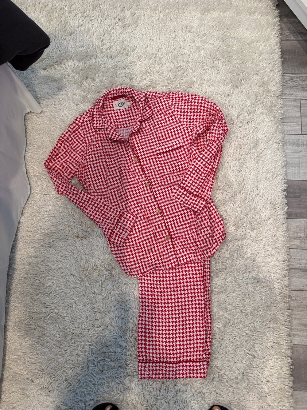 UGG Red and White Houndstooth Pajama Set